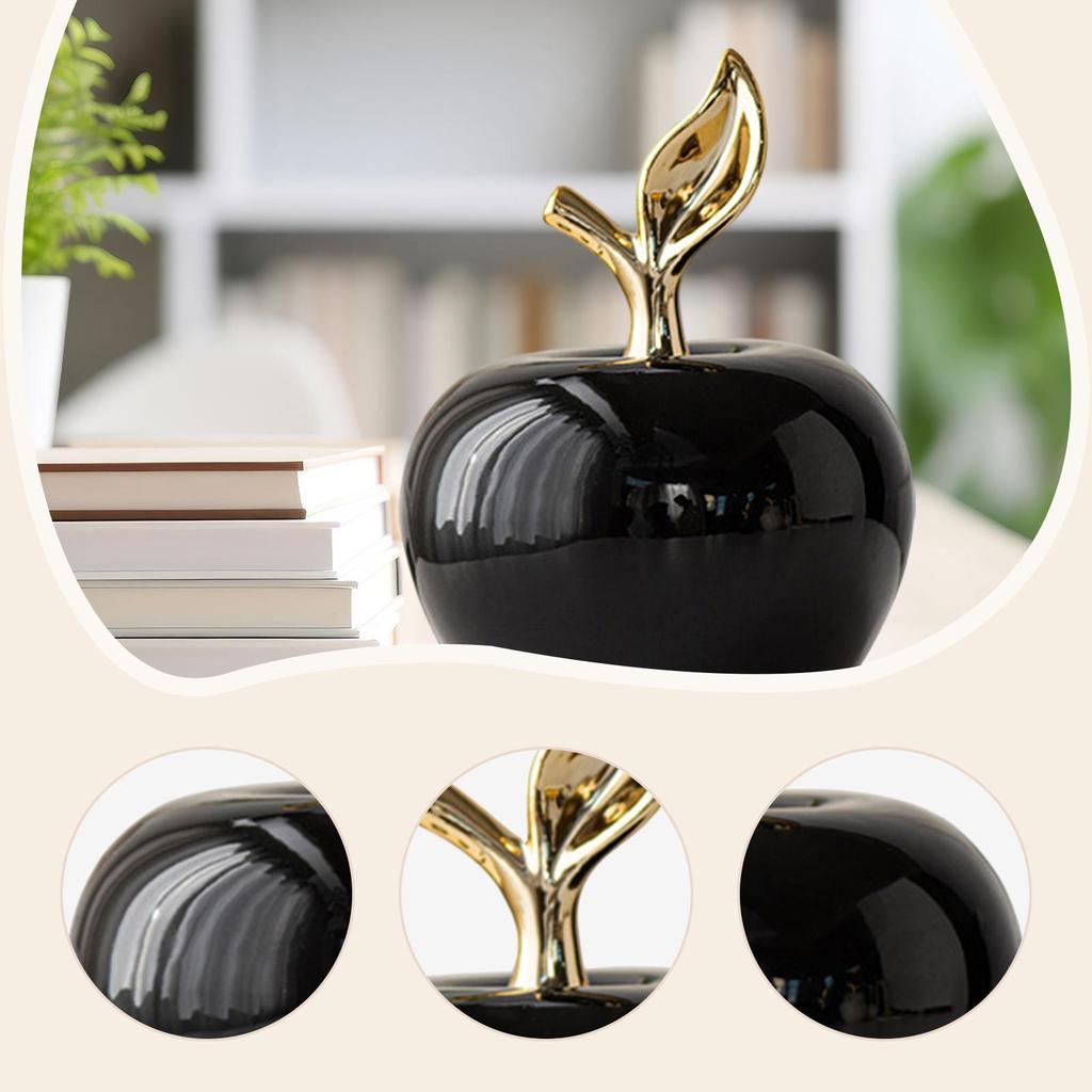 Ceramic Apple Statue Art Crafts Christmas Gift Tabletop Ornament Decorative Figurine for Bookshelf Desk Shelf Cabinet Home Decor