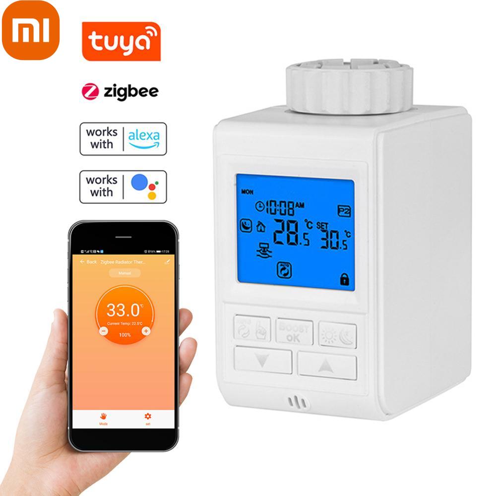 

Xiaomi Tuya Zigbee ЖК-дисплей TRV Термостатические клапаны радиатора Интеллектуальный контроль температуры Отопление