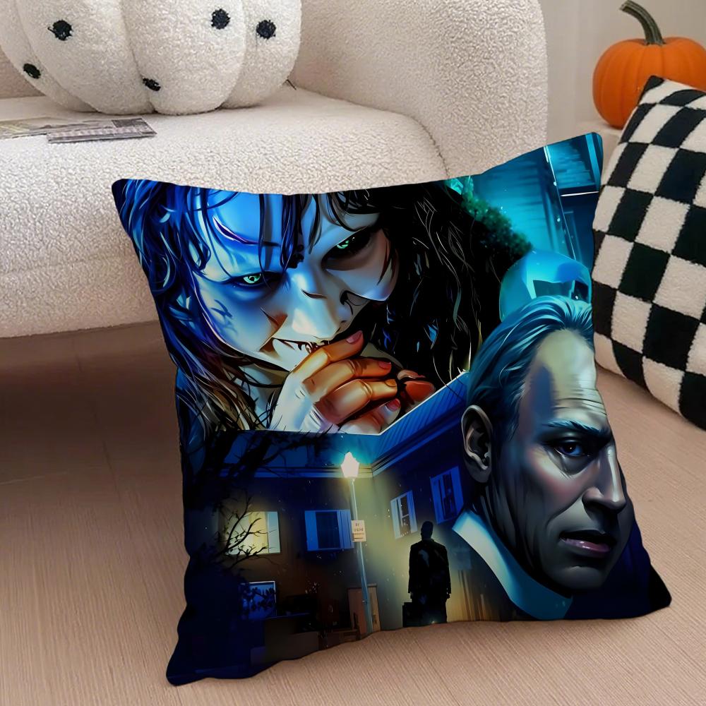 scary movie TThe Exorcistes Cushion Cover Throw Pillow Cover Hidden Button Durable Polyester Chair Cushion