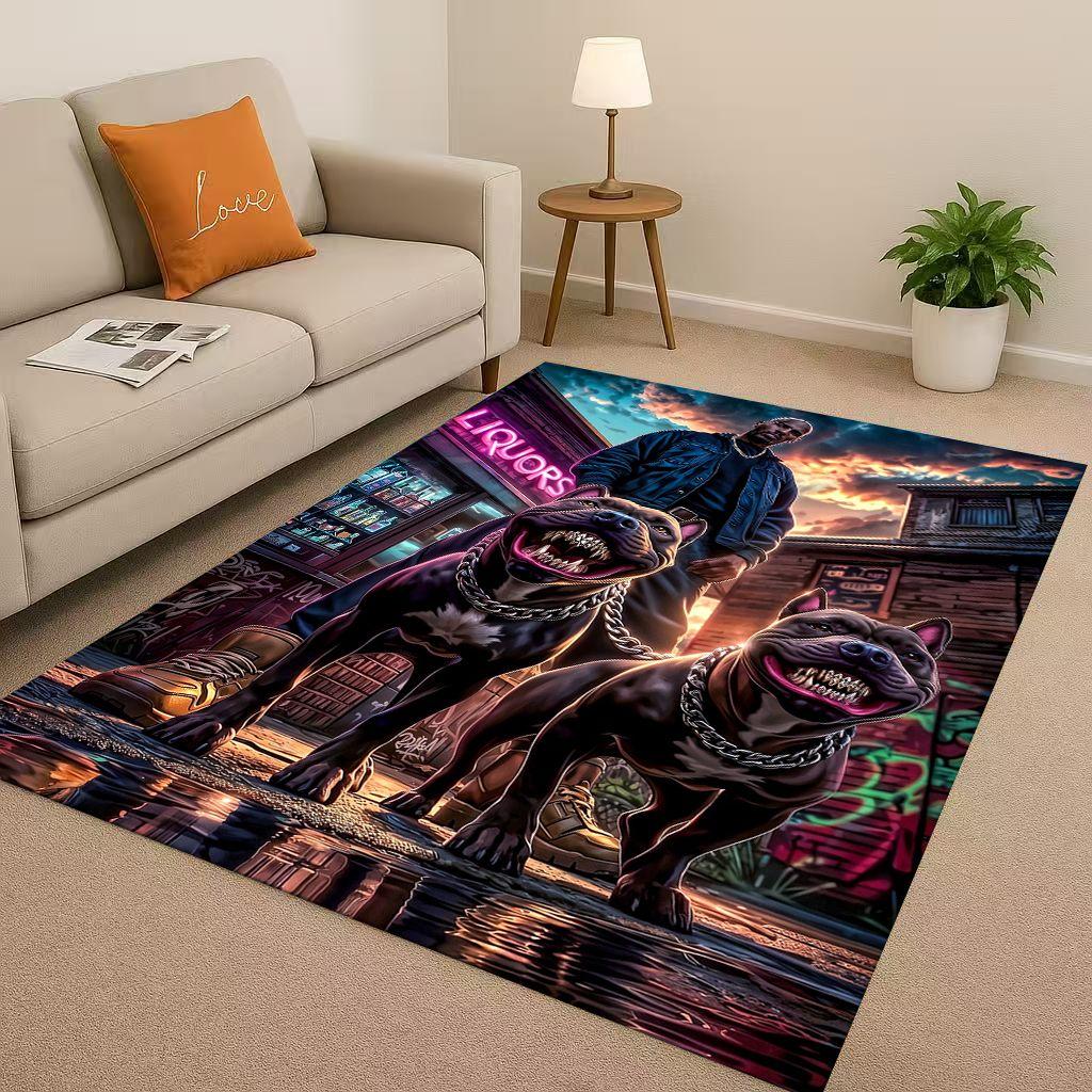 3D Classic Top Hip Hop Rapper Star Cartoon Art Living Room Non-Slip Area Rug Carpet for Bedroom Playroom Sofa,Home Decor Doormat