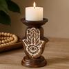 Hamsa Candle Holder Mango Wood, Small 18x11cm