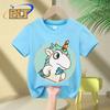Süßes Einhornhöhle Cartoon-Aufdruck Kinder T-Shirt Sommer Kinder Kurzarm Freizeit Oberteil