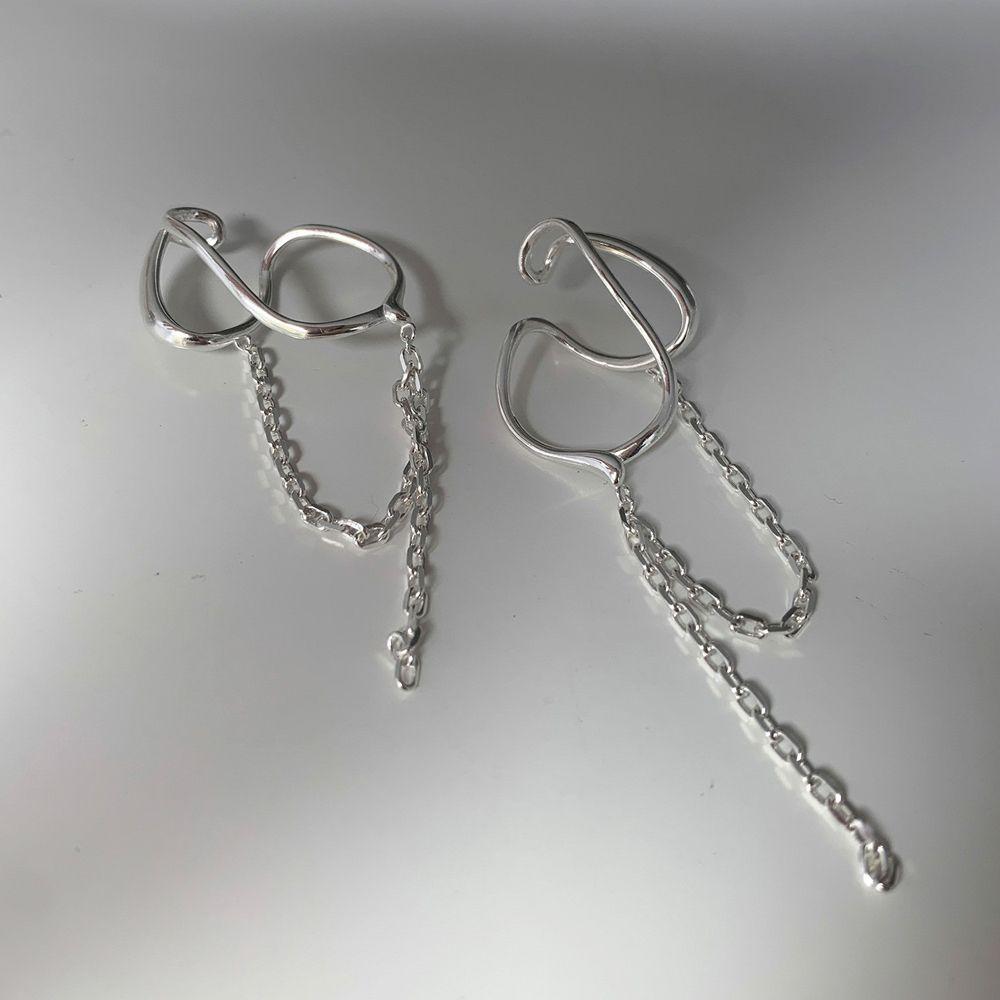 Tassel Irregular C Shape Punk Korean Ear Cuff Dangle Earrings Clip On Earrings Women Ear Clip