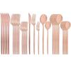 Mirror Dinnerware Set Stainless Steel 30Pcs Black Gold Tableware Knife Fork Spoon Dinner Set Cutlery Spoon Dessert Flatware Set