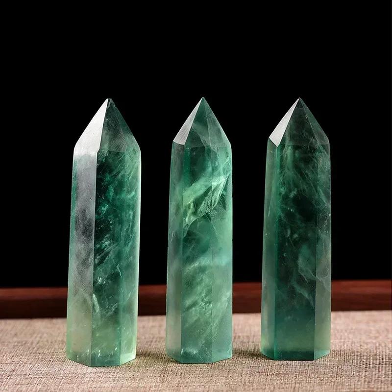 Natural Colored Fluorite Single Point Wand Witchcraft Supplies Hexagonal Prism Mineral Stones Crafts Home Decor Christmas Gifts
