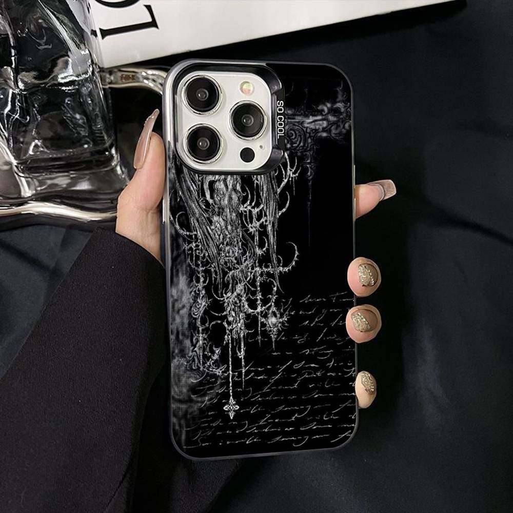 Gothic Cyber Sigil Cross Phone Case For iPhone 17 Air 16 15 14 11 12 13 Pro Max Plus X XR XS Colored Silver Hard Cover