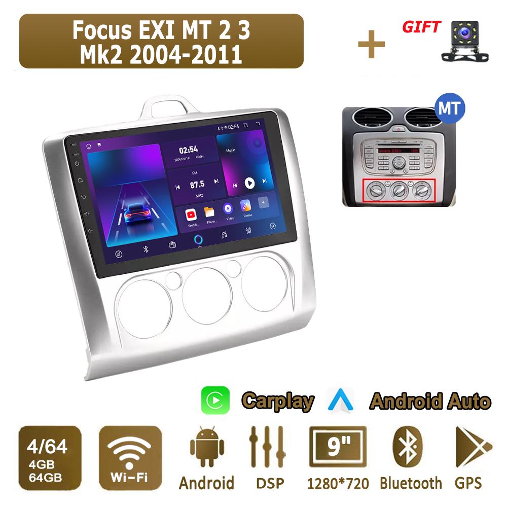 Android Carplay Car Radio For Ford Focus EXI MT 2 3 Mk2 Mk3 2004-2011 Multimedia Player Head Unit Stereo GPS Navigation BT WIFI 4+64GB