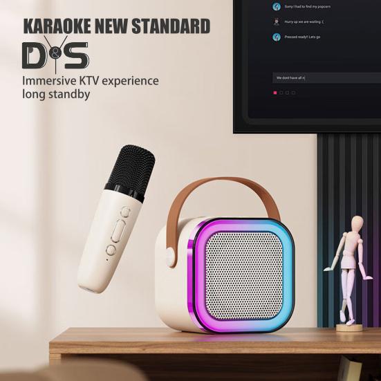 Mini karaoke zařízení kompatibilní s Bluetooth s mikrofonem 5 zvukových efektů Kompaktní sada přenosných karaoke reproduktorů s vysokým výkonem