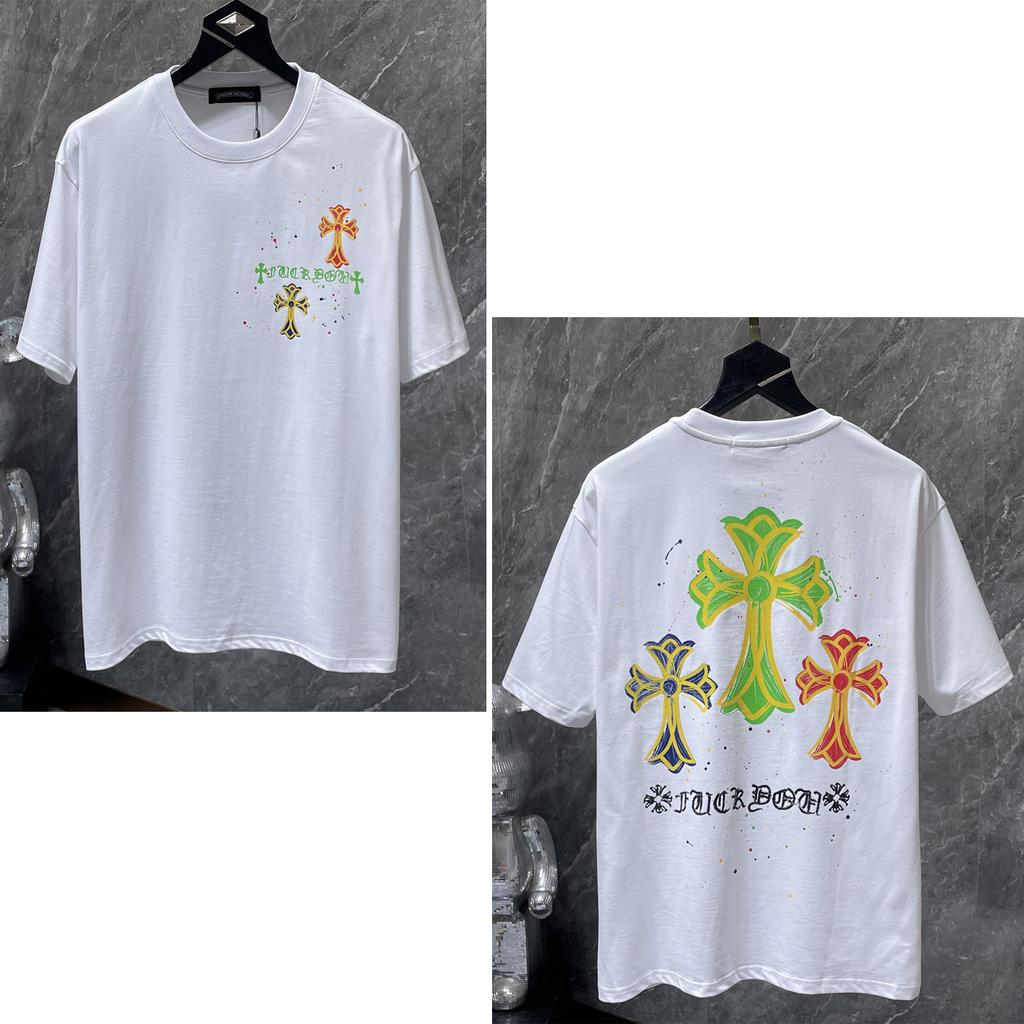 8959 CHROME HEARTS 2026 Summer New High Quality Cotton Round Neck Loose Large Size Men's and Women's T-shirt Couple T-shirt