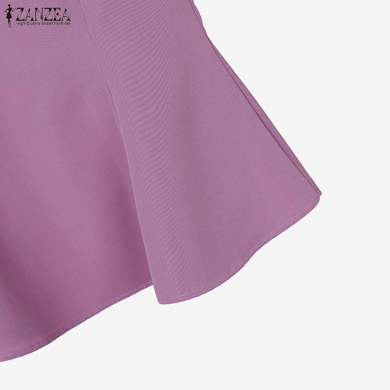 ZANZEA Women Short Sleeve Print Blouse and Ruffles Skirts Casual Two Piece Suit Sets