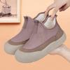 Thick Wool Lined Warm Womens Slip-On Winter Boots Low Cut Non-Slip Comfortable Walking Shoes Cold Weather