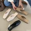 2025 New Summe Fashionable Casualr Outerwear Baotou Half Dragged Women's Shoes Elegant Square Closed Comfortable Flat Shoes