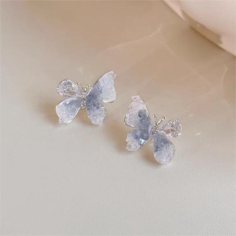 Elegant 2024 Crystal Butterfly Stud Earrings for Women - New High-End Design, Perfect for Best Friends.