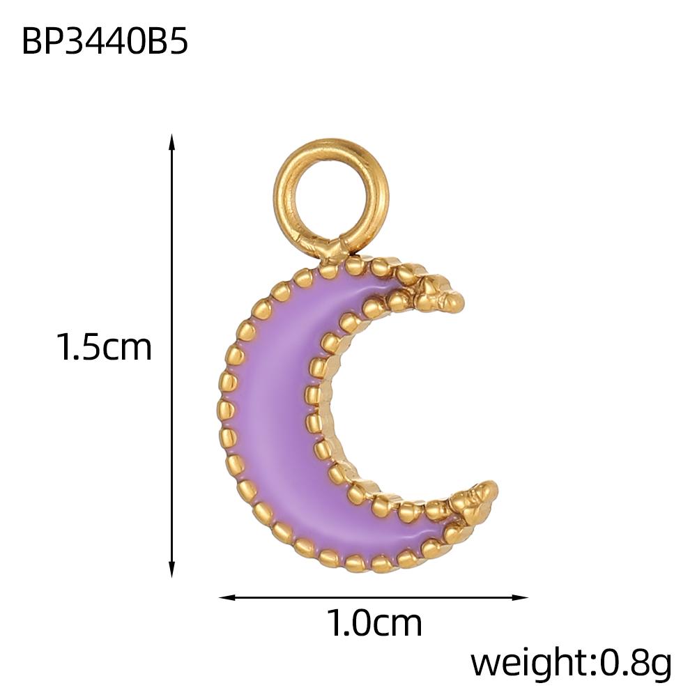CARLIDANA Fashion Moon-shaped Multi-color Oil-dripping Gold Plated Stainless Steel Pendant Heart Apple Accessories DIY Jewelry