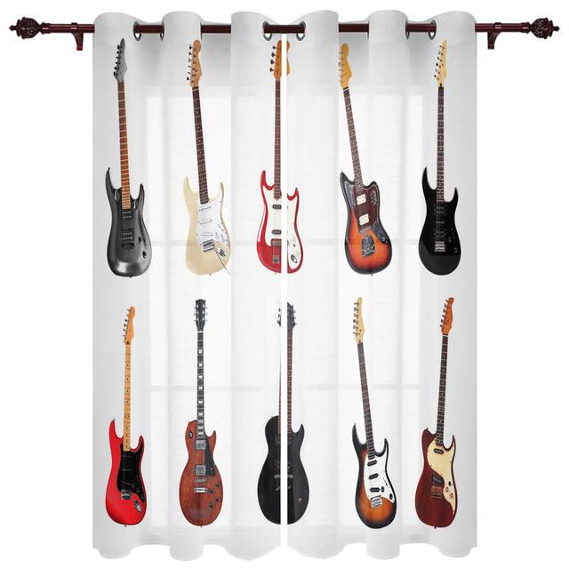 Gitara elektryczna Woda Ogień Zasłony Okna do Salonu Sypialnia Luksusowe Wystrój Domu Zasłony Valance do Kuchni