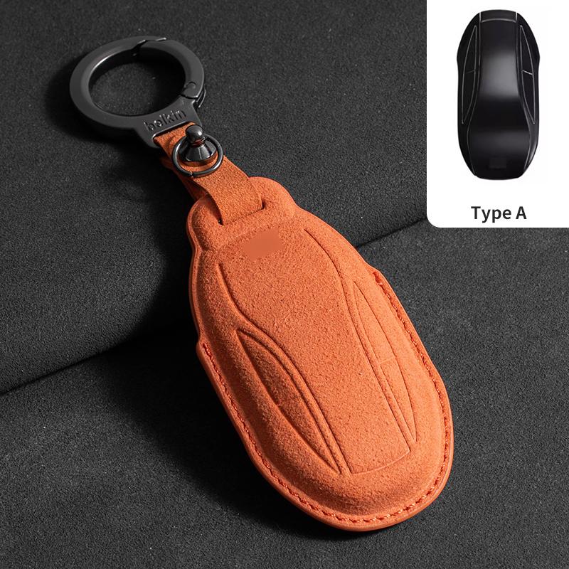 Interior Mouldings Leather Car Remote Key Case Cover for IM 2022 L7 2023 LS6 2023 LS7 Auto Key Fob Shell Suede Leather Keychain