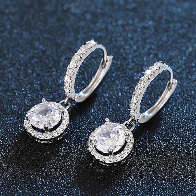 Huitan Women Drop Earrings Simple Design Silver Color Inlaid Sparkling CZ Charming Accessories Fashion Jewelry for Party Daily