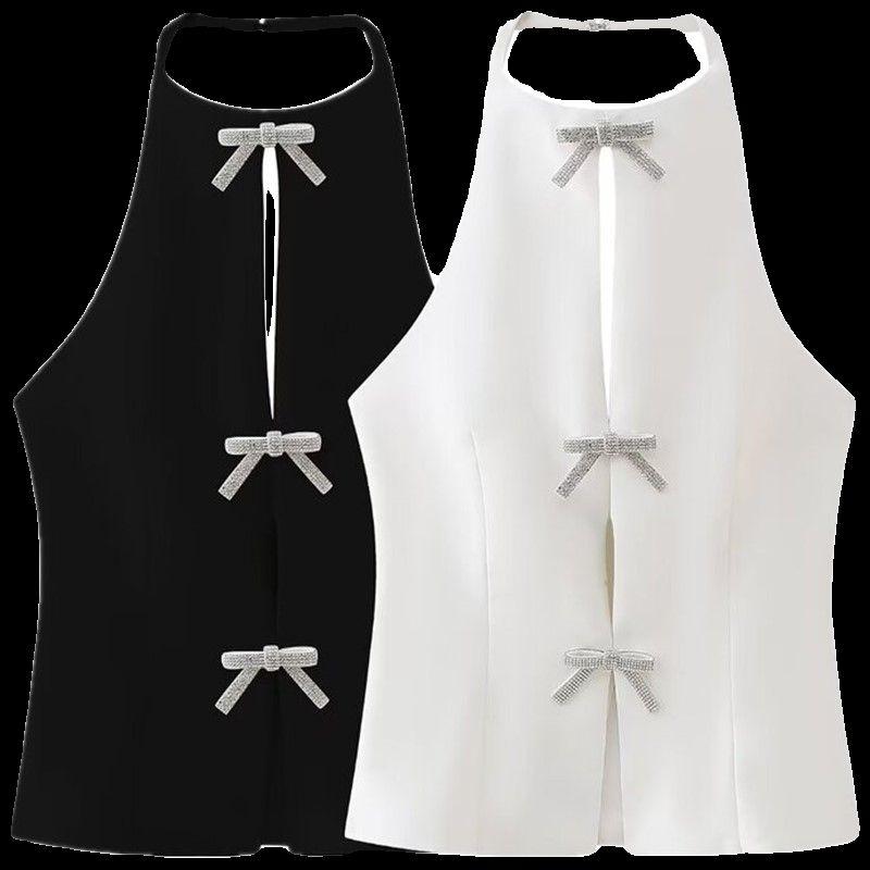 Fashion Wind Spring New Arrival Hanging Collar Tops Bows