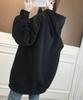 Pullover Plus Sizes Women's Fall/Winter Loose-Fit Long-Sleeve Fleece-Lined Hoodie, Stylish, (JP, Alphabet, M, Black)