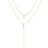 Stylish Retro Women's Collarbone Chain Jewelry, Double Bead Chain Fringed Moon Pendant Necklace