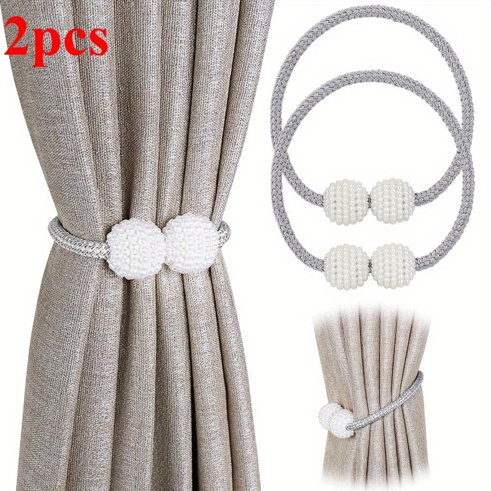 

2/4pcs Magnetic Curtain Straps. Double as decorative ropes with a classic tie design for home & office. чистый