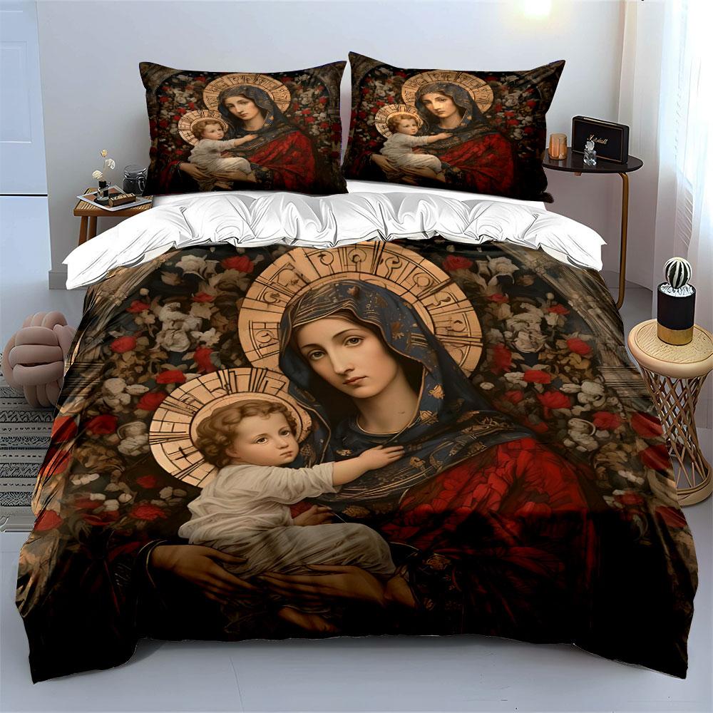 Madonna And Child Artwork Print Soft Comfortable Duvet Cover Bedding Set Included 1*Duvet Cover  2*Pillowcases Luxury Gifts