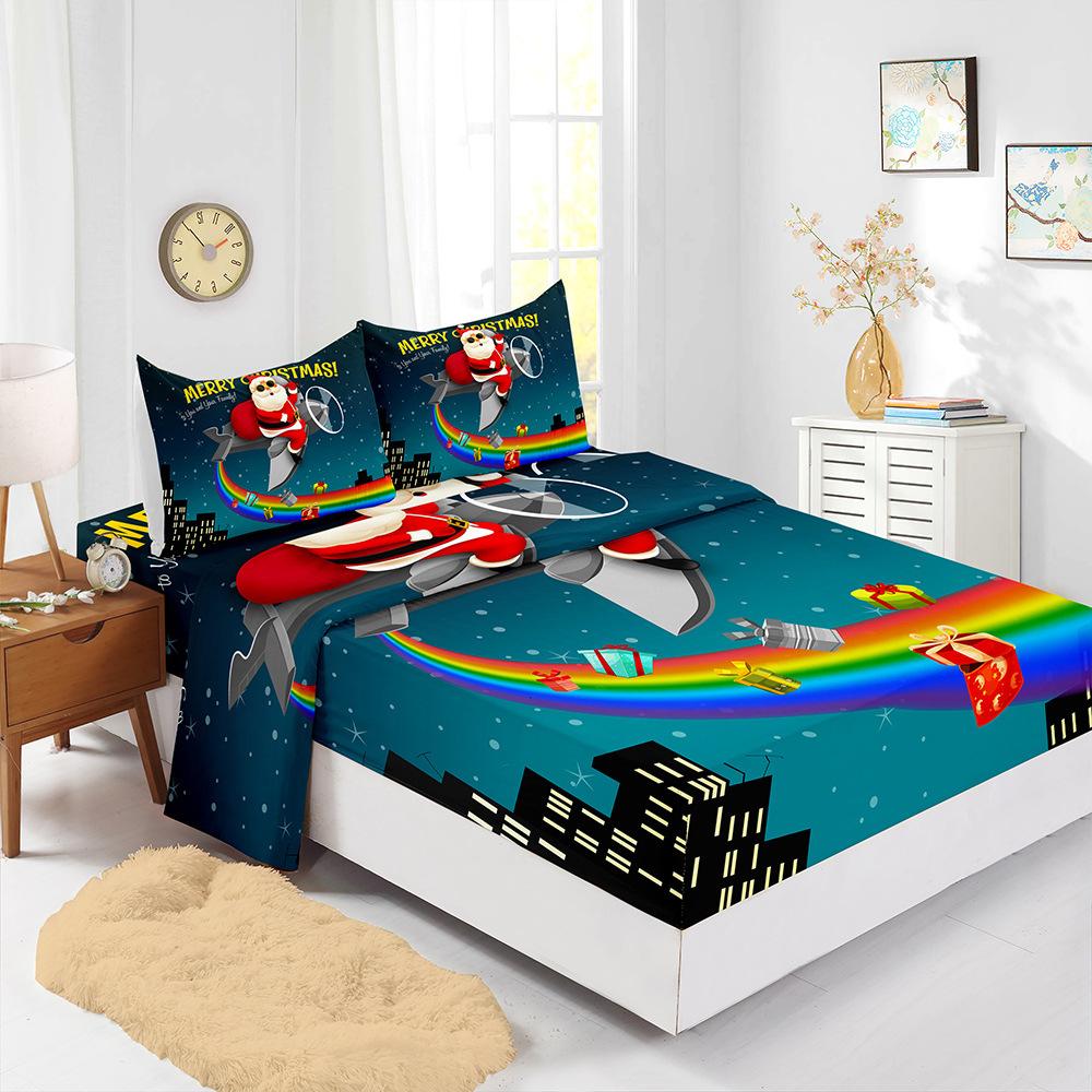 Popular Christmas Mattress Four-Piece Children'S Bedding Digital Printing Mattress Protective Cover