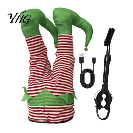 Festive Indoor Wall Hanging Decor Christmas Swinging Leg Ornament, Electric Santa Legs for Tree, Home Gifts Fluffy Funny Tree Topper with Clip,