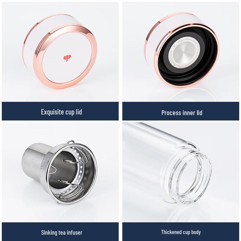 WANXIANG Double-Wall Glass Tea Infuser Mug
