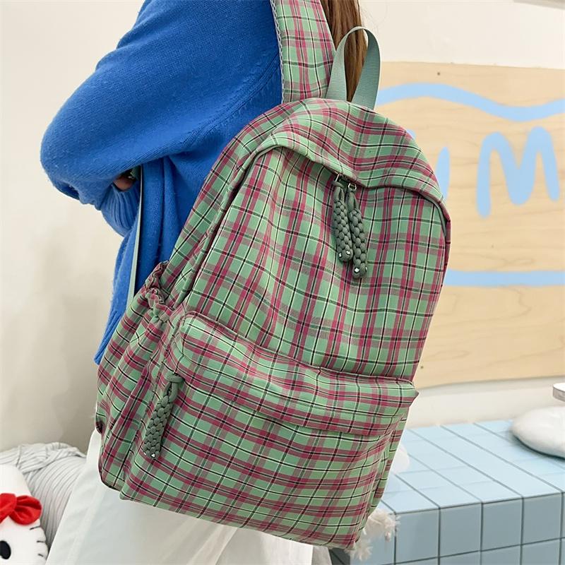 Plaid Student Schoolbag Women's Lightweight Large Capacity Backpack