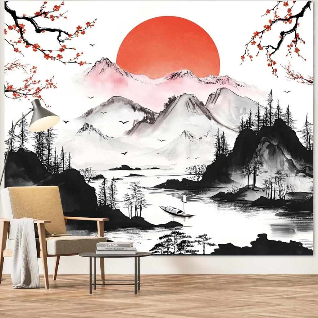 Japanese Mountain Vinyl Tapestry