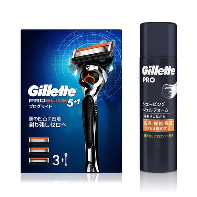 Gillette ProGlide Manuel Tıraş Bıçağı 3 Yedek Tıraş Jeli Köpük 195g Hassas Cilt Erkekler İçin Tıraş Bıçağı (Bıçaklı) + [Set Satın Alma]