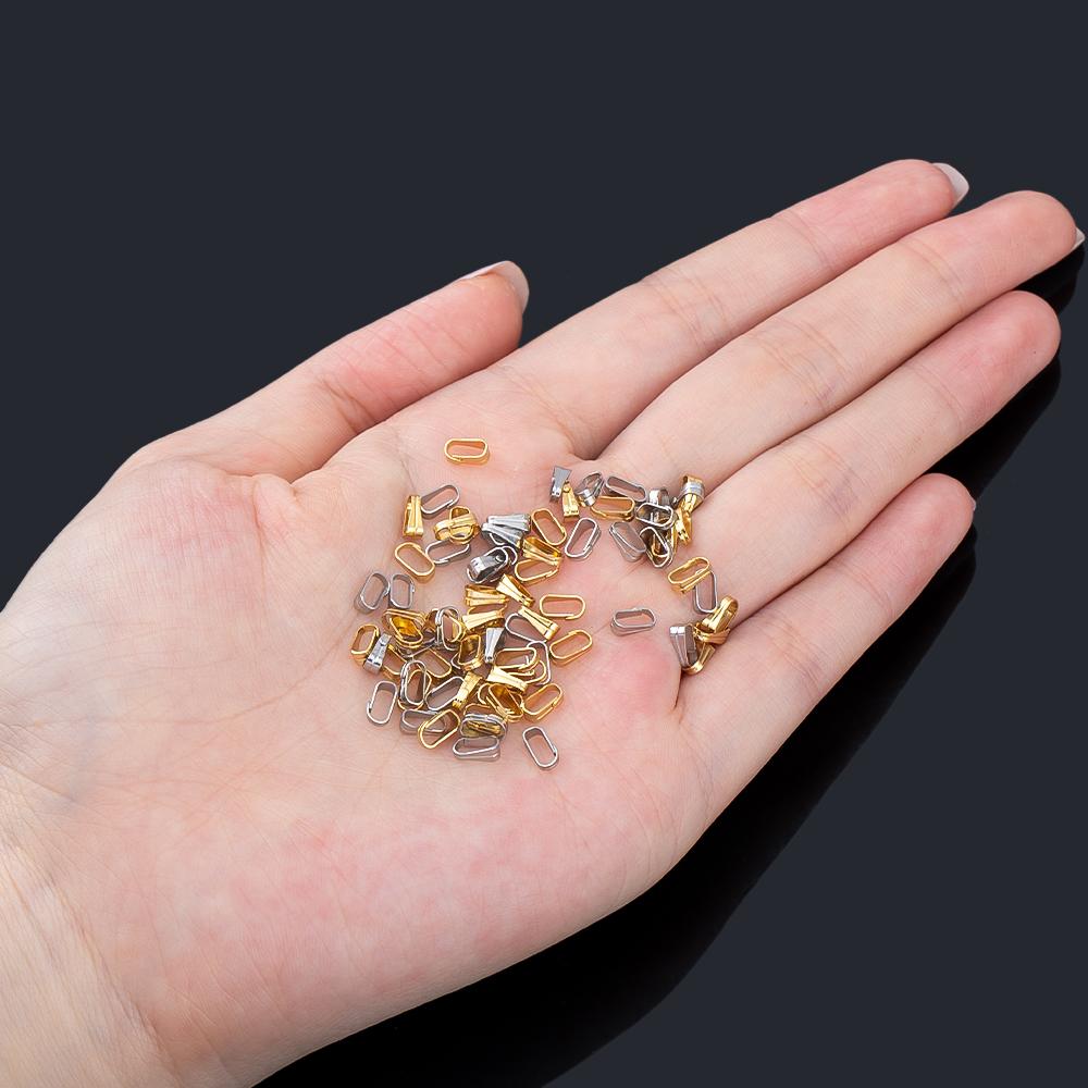 50pcs Stainless Steel Bail Clasp Connect Necklace Pendants Charms Connectors Buckle Clip Clasp for DIY Jewelry Making Supplies