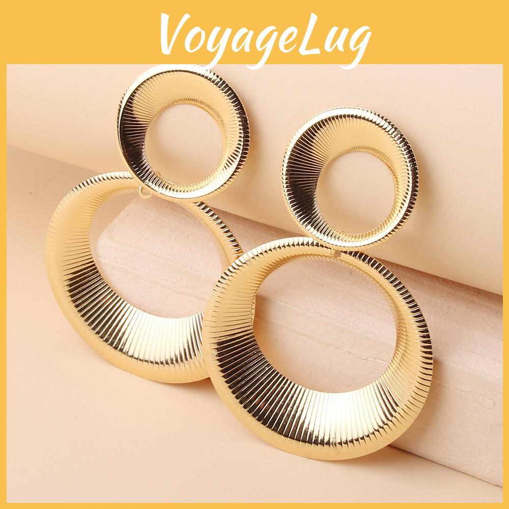 Earrings Elegant Metal With Geometric Shape And Gold Finish For Gift Women