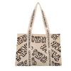 Casual Stylish Yet Canvas Tote Bag With Beautiful Letter Prints And Soft Structure Medium