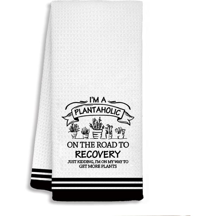 Gardening Gifts Kitchen Towels, Plant Lover Gifts Botanical Decor Dish Tea Towels, Just One More Plant Decorative Hand Towels for Kitchen Bathroom Gardener Plant Lovers