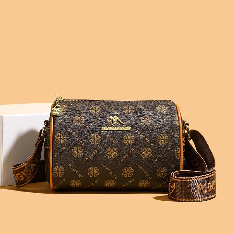 Women's Shoulder Bag Versatile Casual Retro Printed Wide Shoulder Strap Women's Bag Trendy Fashion Commuter Messenger Bag Women