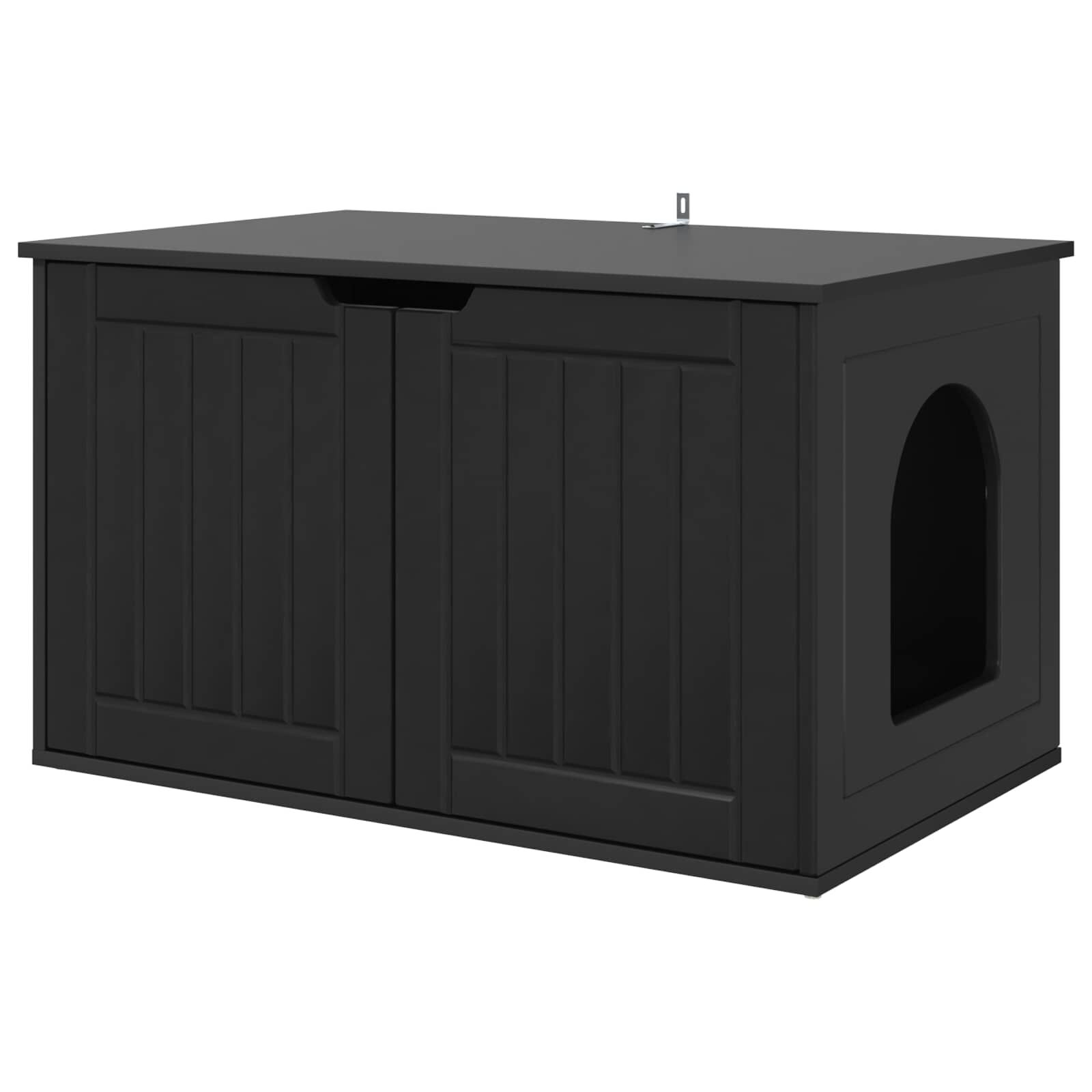 vidaXL Domek dla kota Czarny 85 x 55 x 50,5 cm Płyta wiórowa