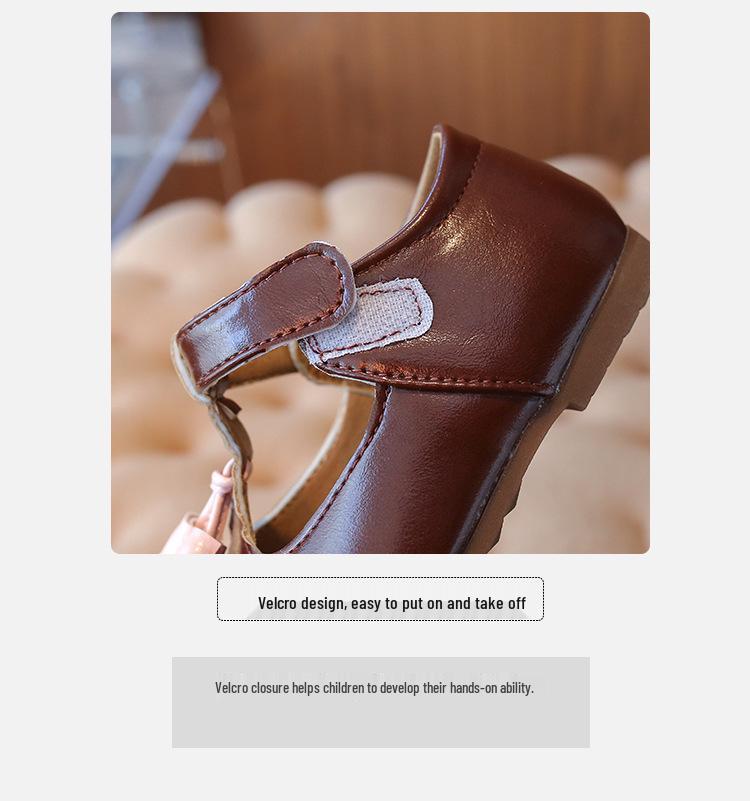 Spring Girls' Leather Tassel Mary Jane Shoes - Non-Slip Soft Sole Toddler Fashion.