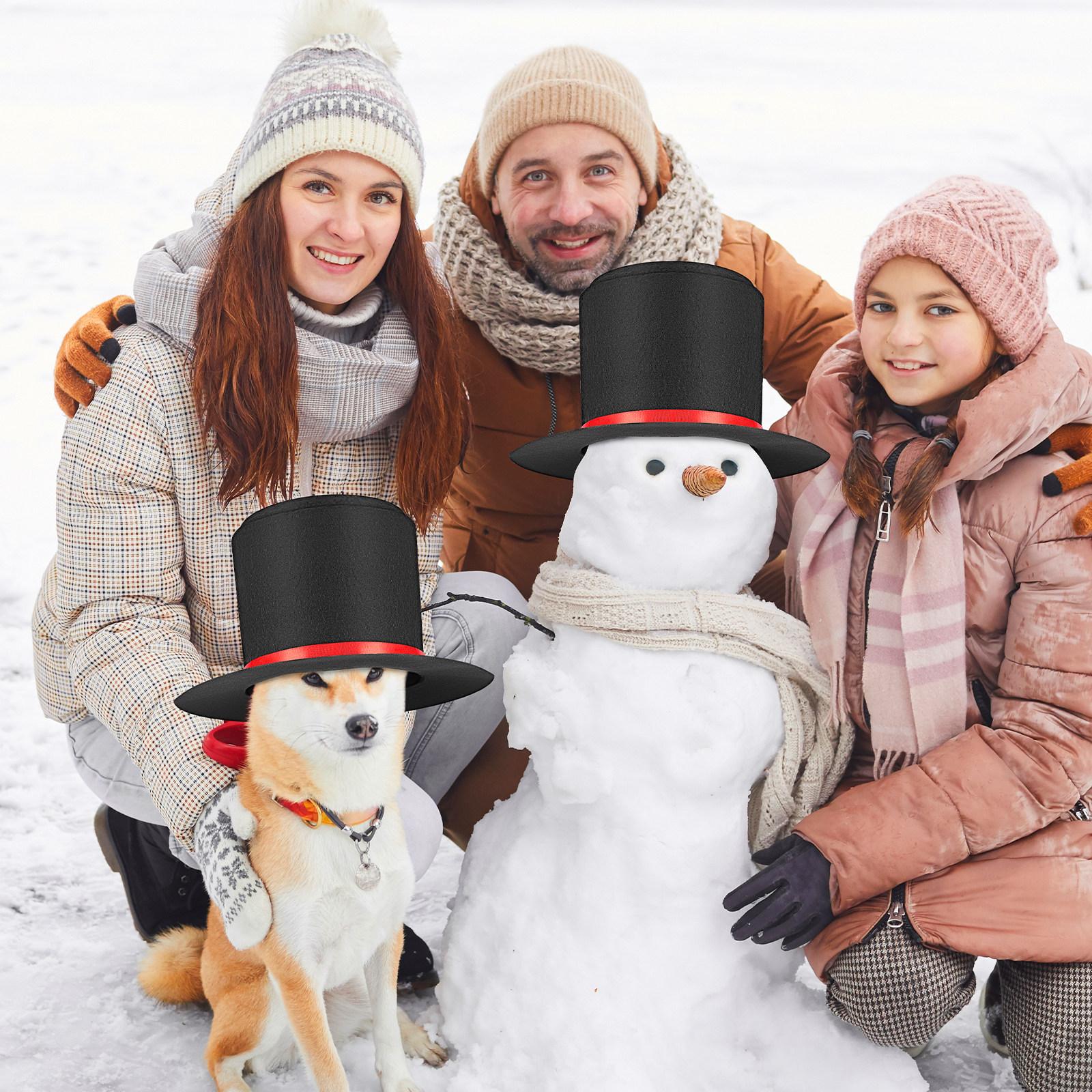 

DIY Christmas Snowman Hat Fabric Dress-Up Prop Black Hat for Xmas Holiday Outdoor Festival Decoration DIY Snowman Decoration other