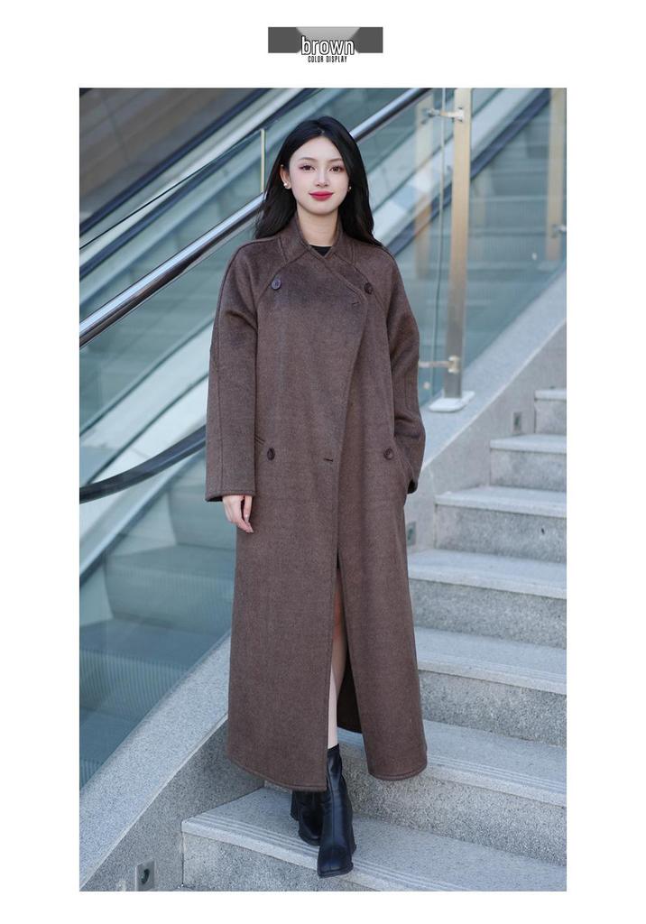 2025 Winter Korean Style Women's Double-Sided Wool Coat with Stand Collar