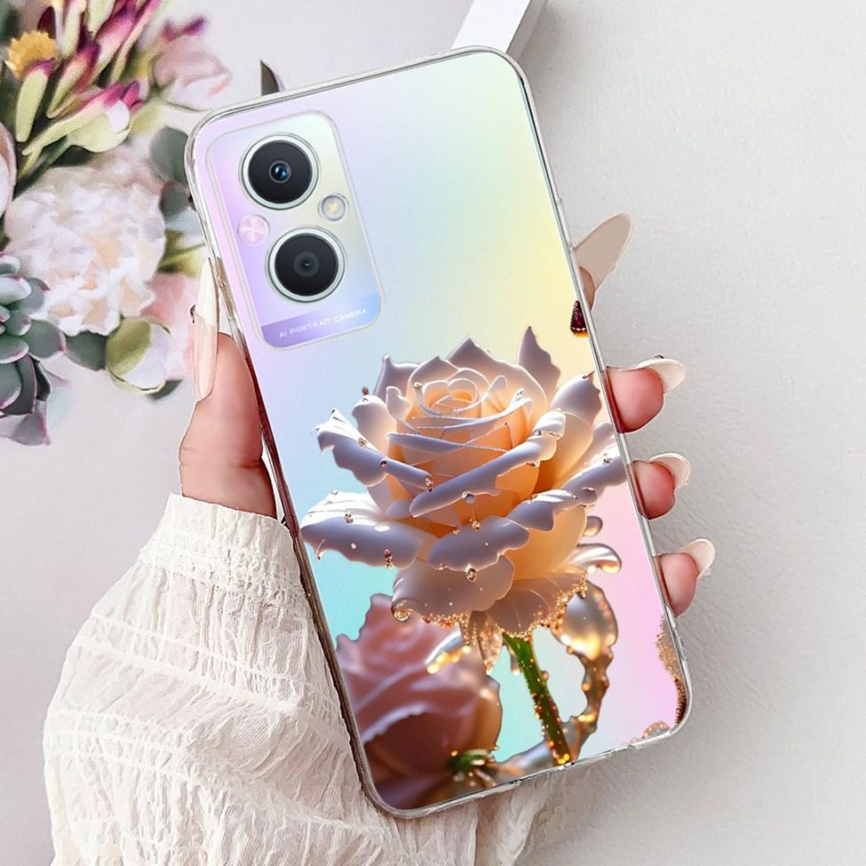 Clear For Oppo Reno 7Z 5G CPH2343 Case For Oppo Reno 8Z 5G CPH2457 Cover Luxury Butterfly Love Fashion Flowers Cool Lion Painted