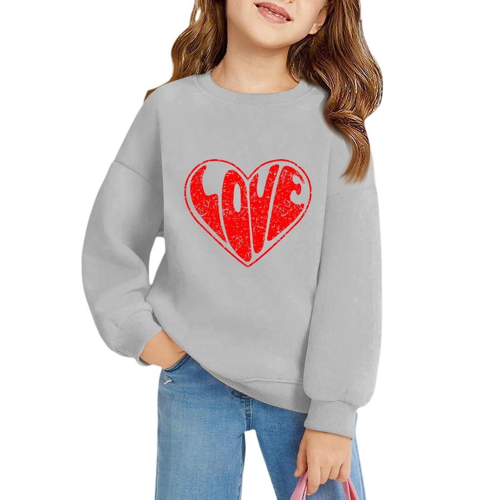 Mädchen Rundhals-Pullover für Kinder Bedruckte Baby-Oberteile Valentinstag