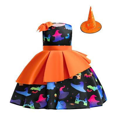 Halloween Mädchen Kleid Bedrucktes Kleid Hexe Rollenspiel Cosplay Kostüm Maskerade Kostüm
