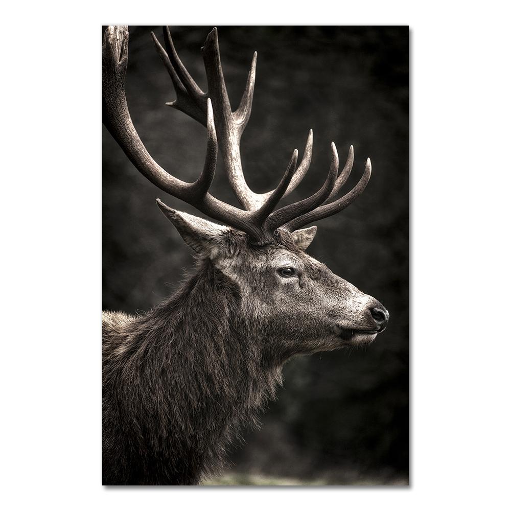 Scandinavian Nature Winter Landscape Poster Print Mountain Forest Canvas Painting Deer Wall Art Picture Nordic Style Home Decor