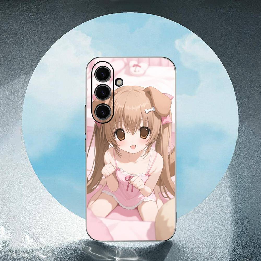 Cartoon Girl Luxury Black Phone Case For Samsung Galaxy S23 S24 S25 Ultra S22 Plus S21