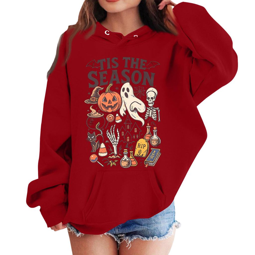 Kids Halloween Print Loose Fit Hoodie Pullover Sweatshirt for Casual Wear