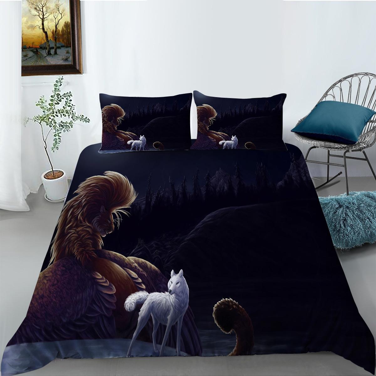 Etc Creative Wolf Series Digital Printing Bedding Two Or Three Piece Set Polyester a pair of pillowcases 50 * 80