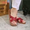 Aphixta Concise Cross Strap Slides TPR Sole Woman Slippers Square Toe Flip Flops Wine Red Flat With Beach Shoes Outside Sandals