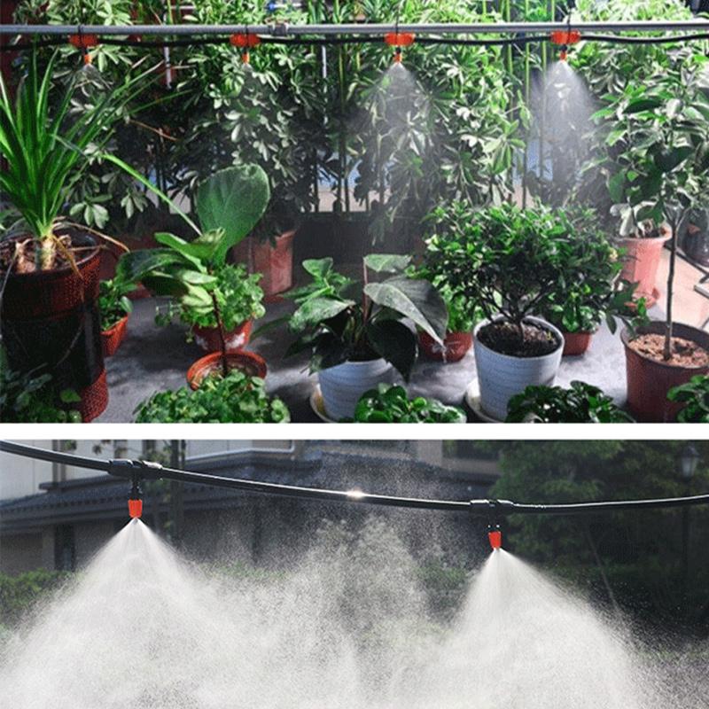 

10M Outdoor Misting Cooling System Mist Sprinkler Nozzle Plant Irrigation Water Mister Nozzles Set Garden Supplies
